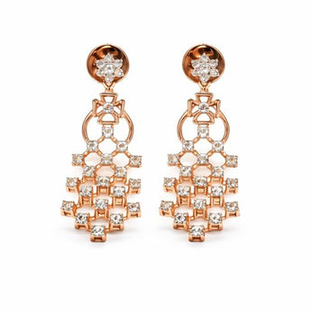 Elegant 4-Stone Diamond Cluster Stud Earrings in 14kt White Gold