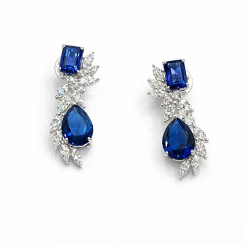 Blue Colostone Drop Diamond Earrings