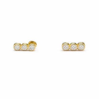 Classic Three-Stone Round Diamond Drop Earrings