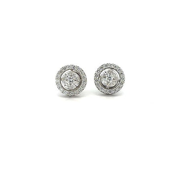 Brilliant Round Cut Diamond Floating Halo Stud Earrings
