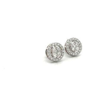 Brilliant Round Cut Diamond Floating Halo Stud Earrings