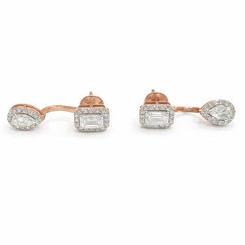 Elegant Pear & Emerald Cut Diamond Earrings