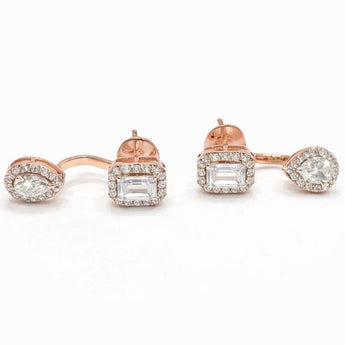 Elegant Pear & Emerald Cut Diamond Earrings