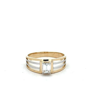 Classic Yellow Gold Emerald Cut Diamond Ring for Men and Women