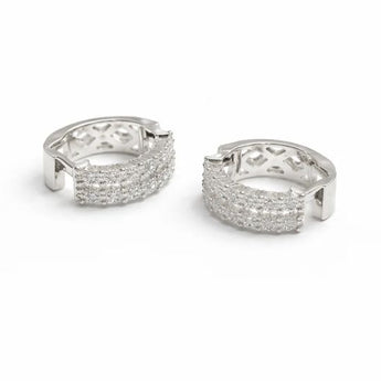 Classic Double Row Diamond Hoop Earrings