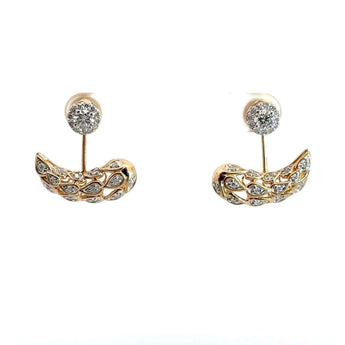 Buy Round C-Shape Gold Diamond Earring from Ivana Jewels Best lab grown diamond jewellery brand
