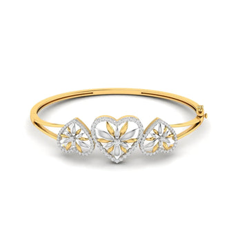 Buy Heart & Flower Diamond Bangle Online from Ivana Jewels Best lab grown diamond jewellery brand