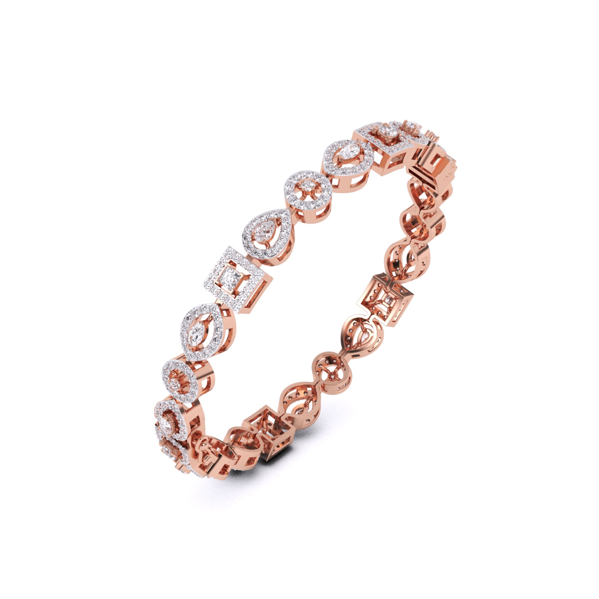 Multi Shape Diamonds Bangle