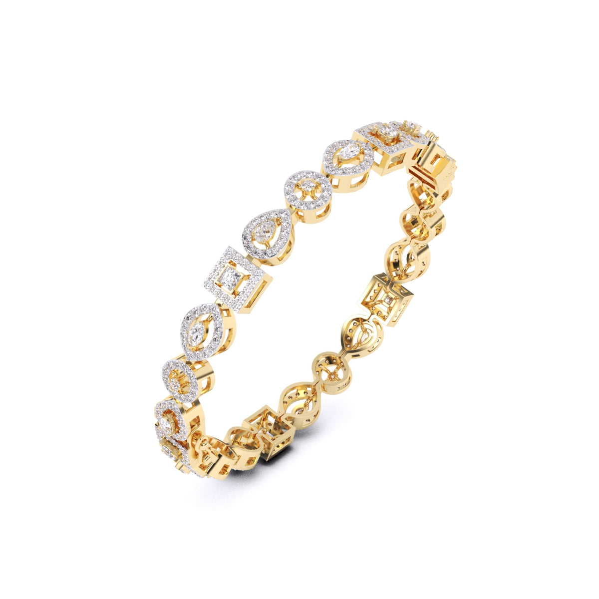 Multi Shape Diamonds Bangle