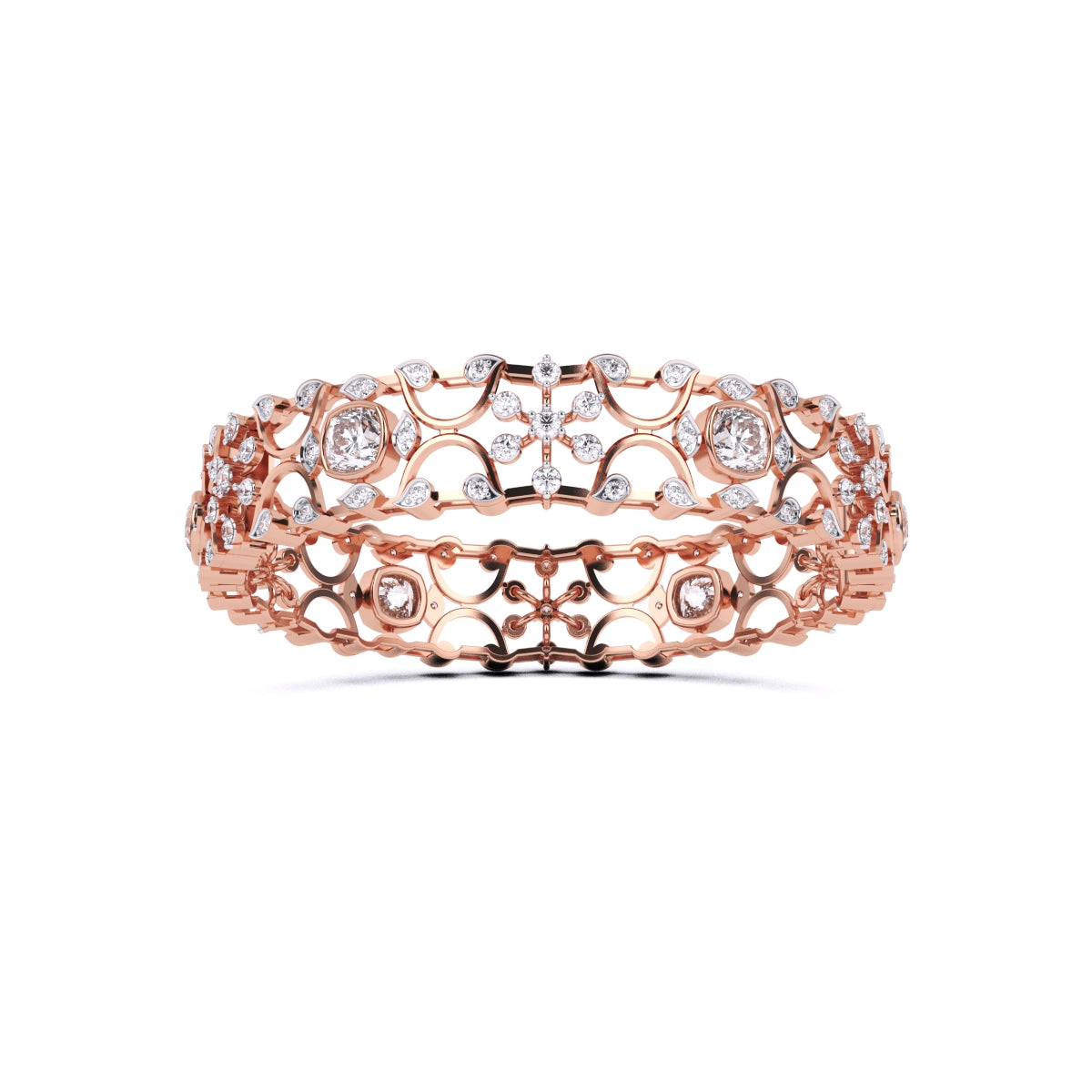 Gorgeous Design Solitaire Cushion & Round Diamond Bangle