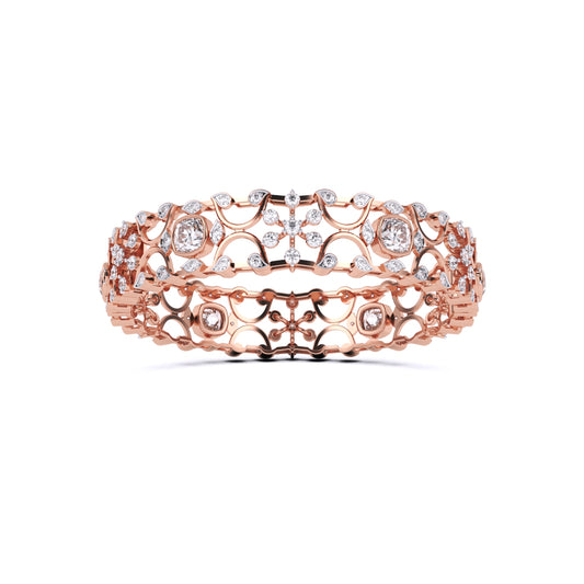 Gorgeous Design Solitaire Cushion & Round Diamond Bangle