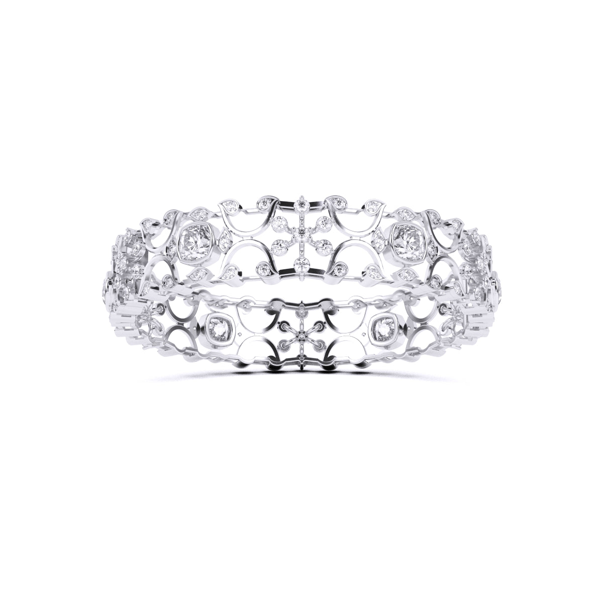 Gorgeous Design Solitaire Cushion & Round Diamond Bangle