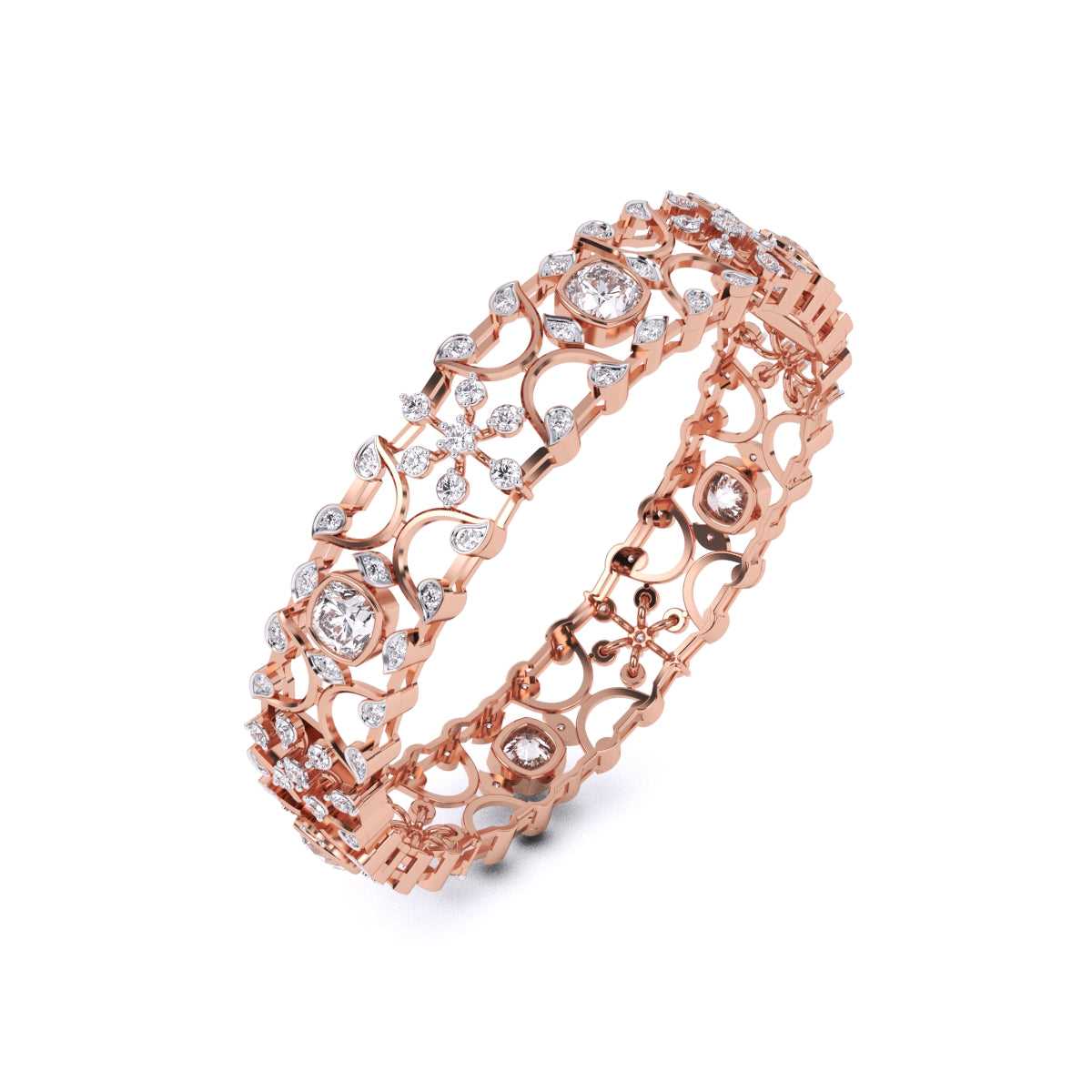 Gorgeous Design Solitaire Cushion & Round Diamond Bangle