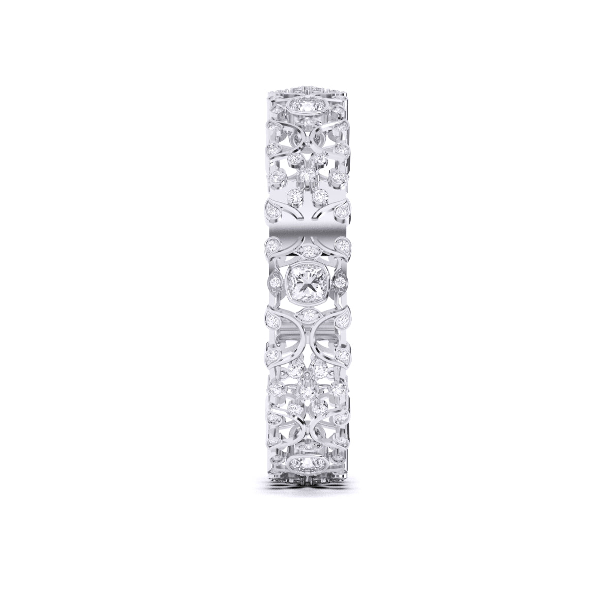 Gorgeous Design Solitaire Cushion & Round Diamond Bangle