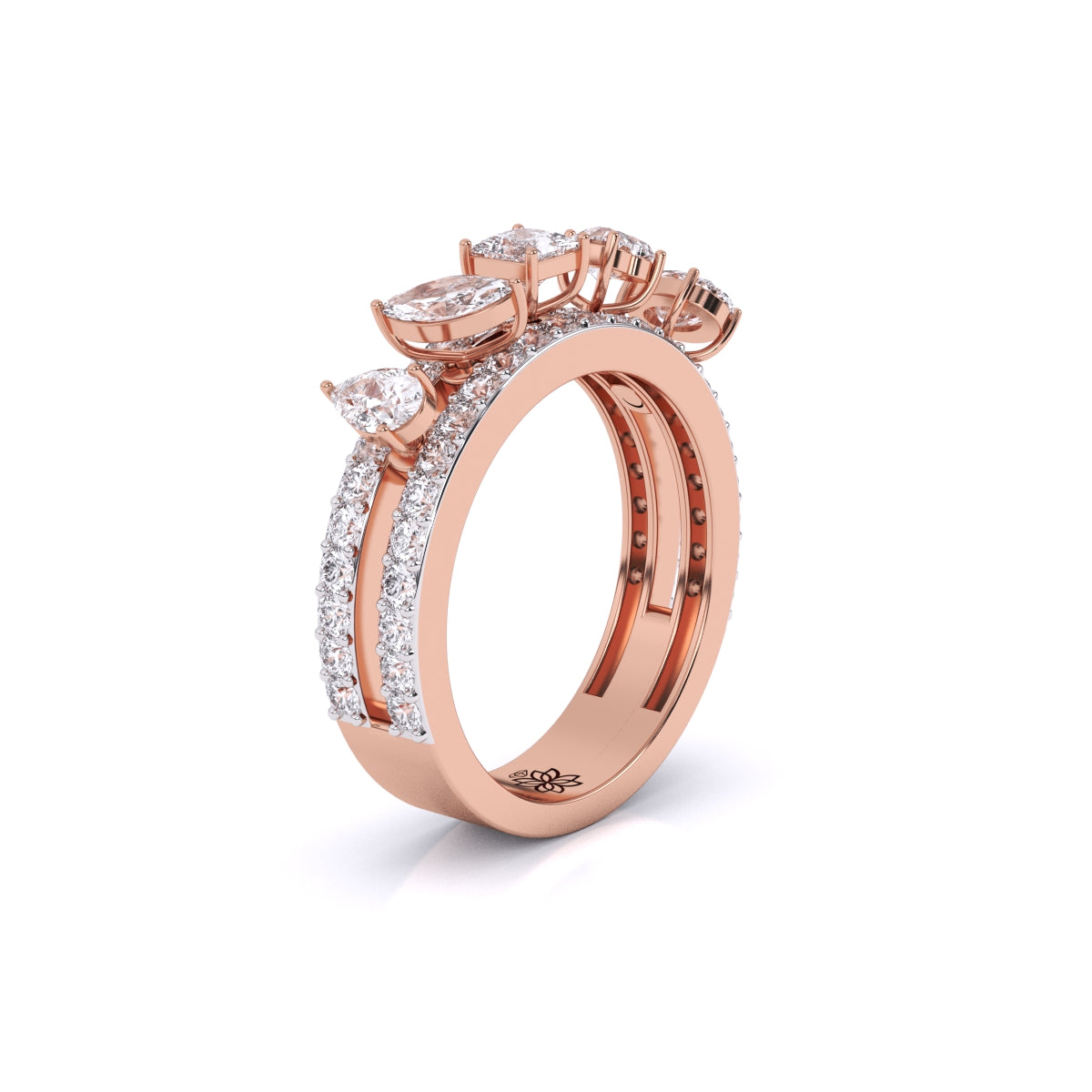 Fancy & Round Shape Diamonds Ladies Cocktail Ring