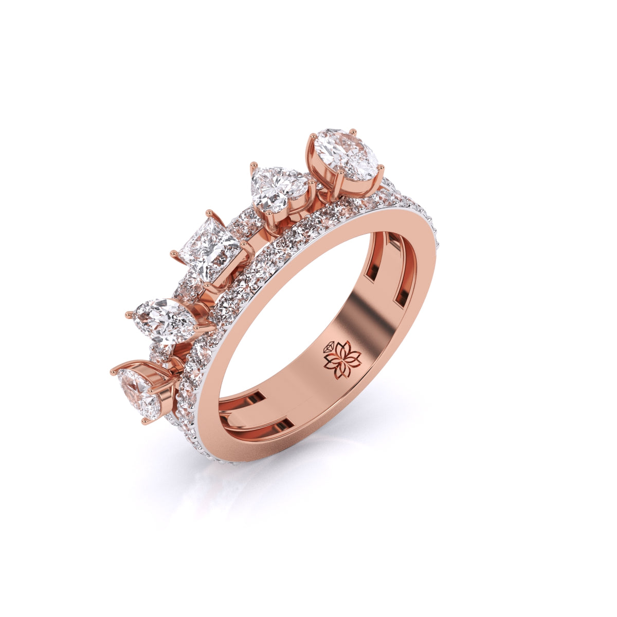 Fancy & Round Shape Diamonds Ladies Cocktail Ring