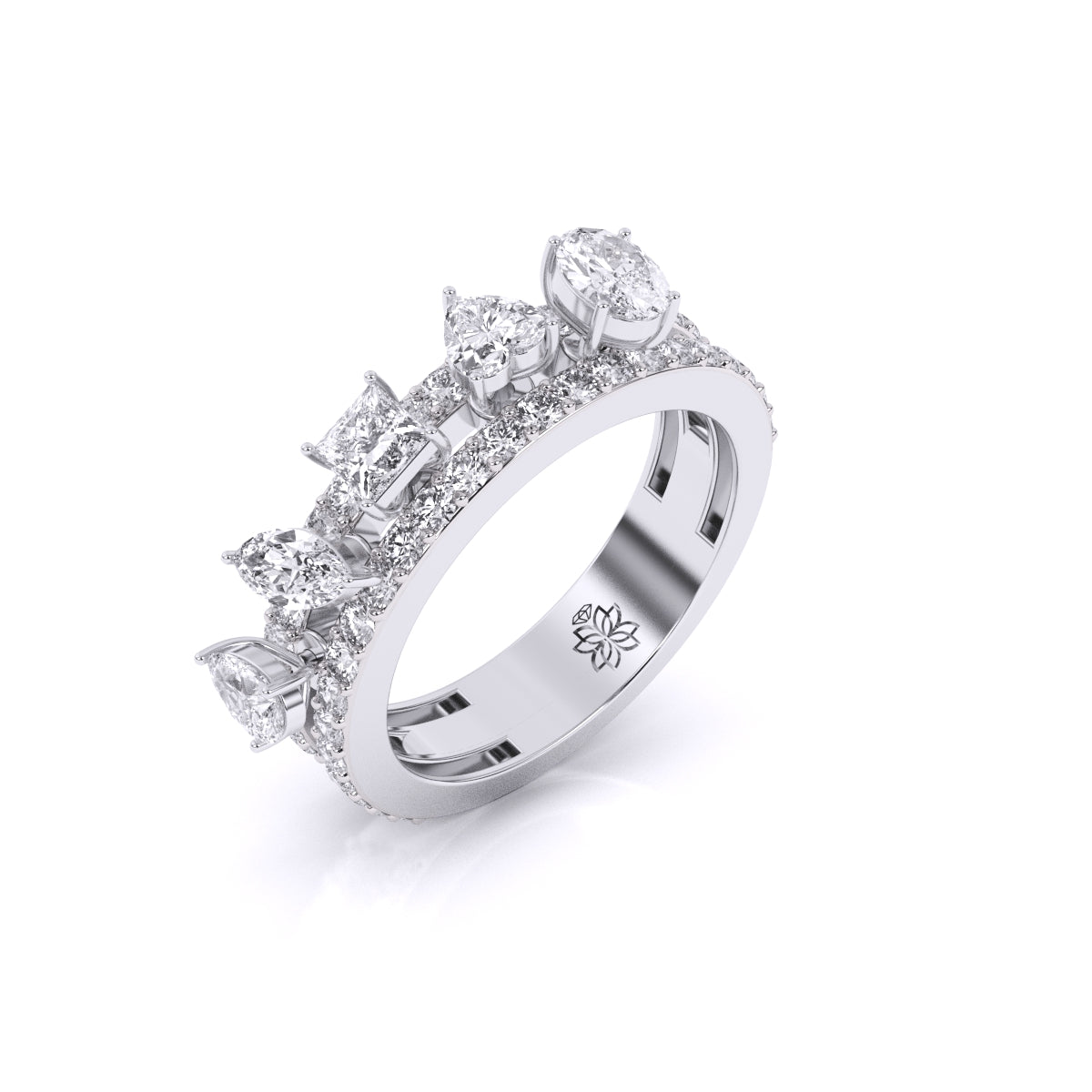 Fancy & Round Shape Diamonds Ladies Cocktail Ring