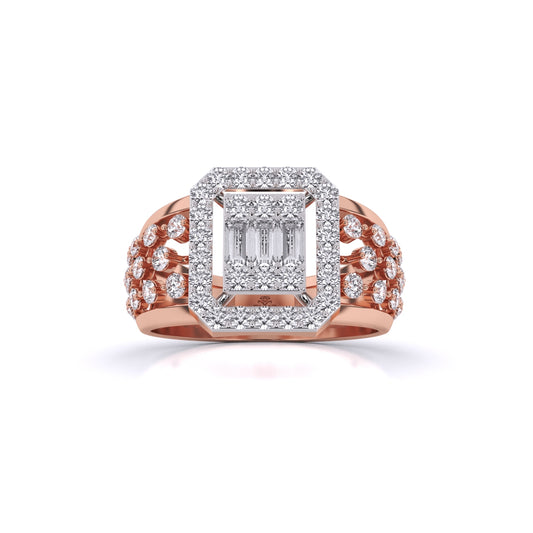 Fancy Baguette & Round Shape Diamonds Ring