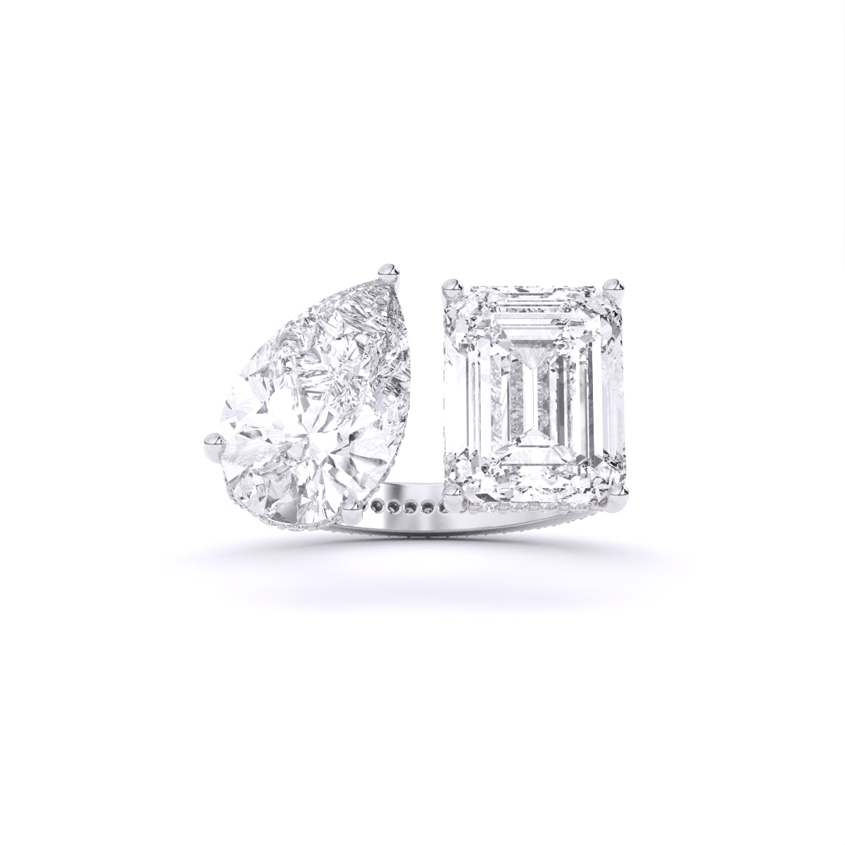 Centre Solitaire Mixed Fancy & Side Round Diamonds Ring