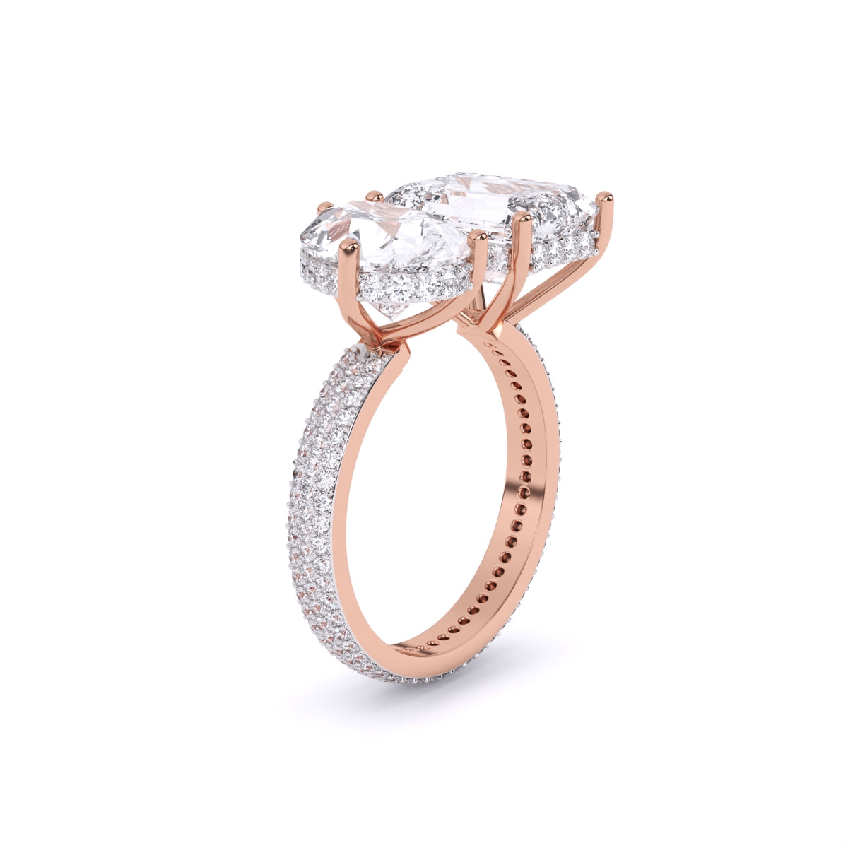 Centre Solitaire Mixed Fancy & Side Round Diamonds Ring