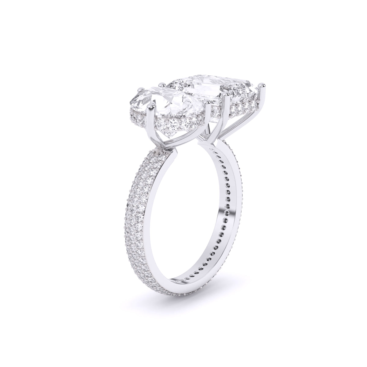 Centre Solitaire Mixed Fancy & Side Round Diamonds Ring