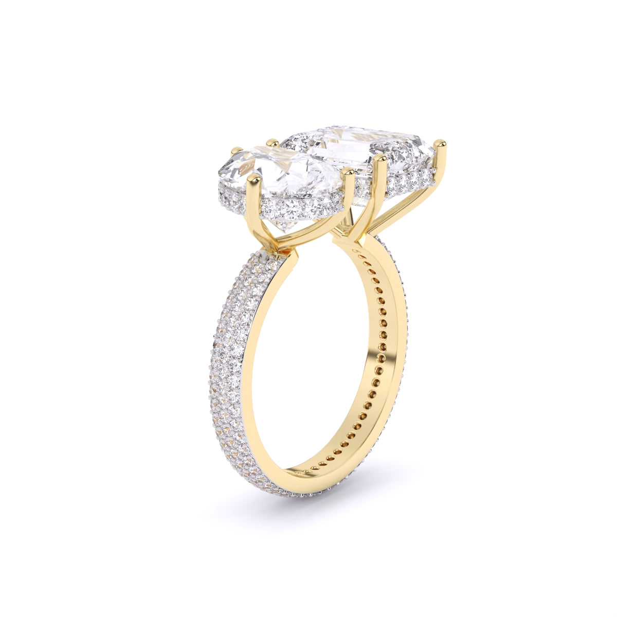 Centre Solitaire Mixed Fancy & Side Round Diamonds Ring