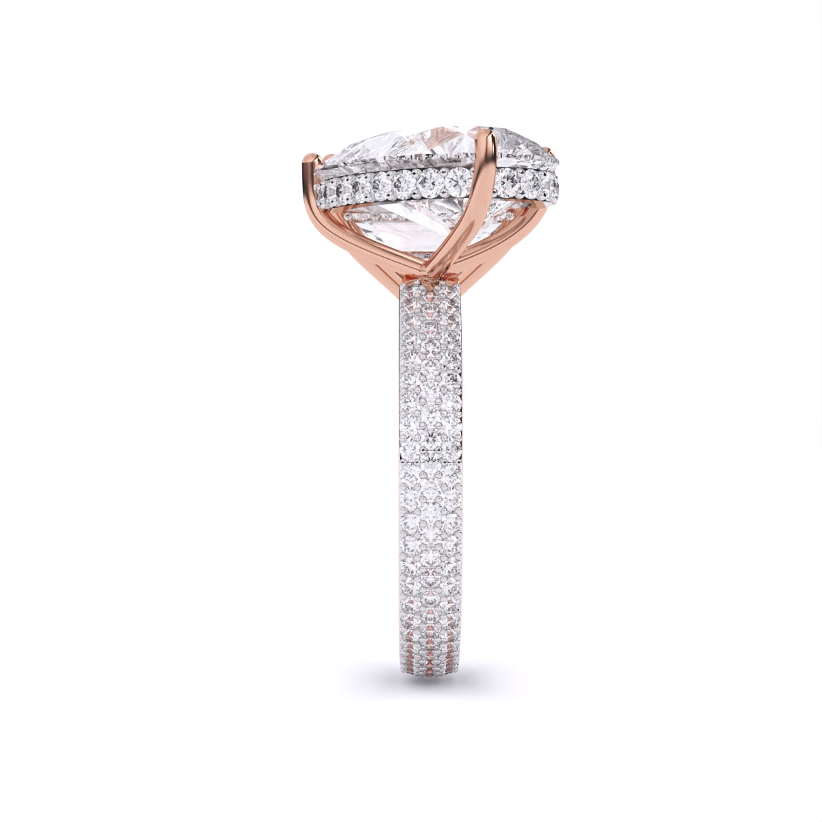 Centre Solitaire Mixed Fancy & Side Round Diamonds Ring