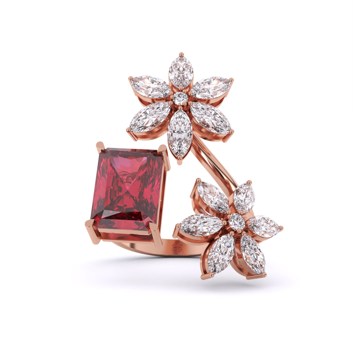 Ruby & Mixed Shape Diamonds Ring