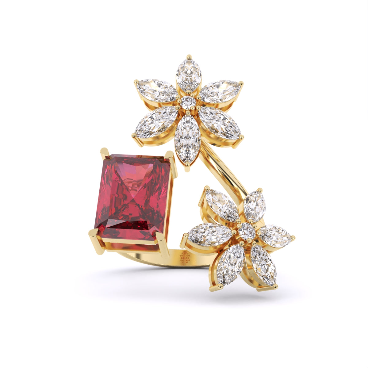 Ruby & Mixed Shape Diamonds Ring