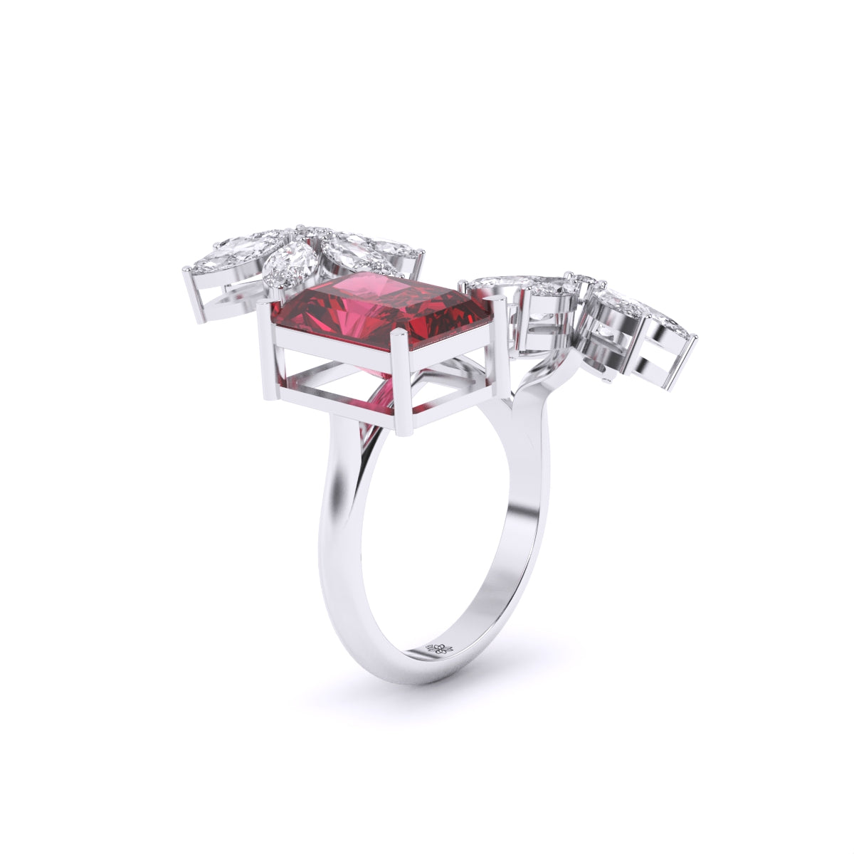 Ruby & Mixed Shape Diamonds Ring