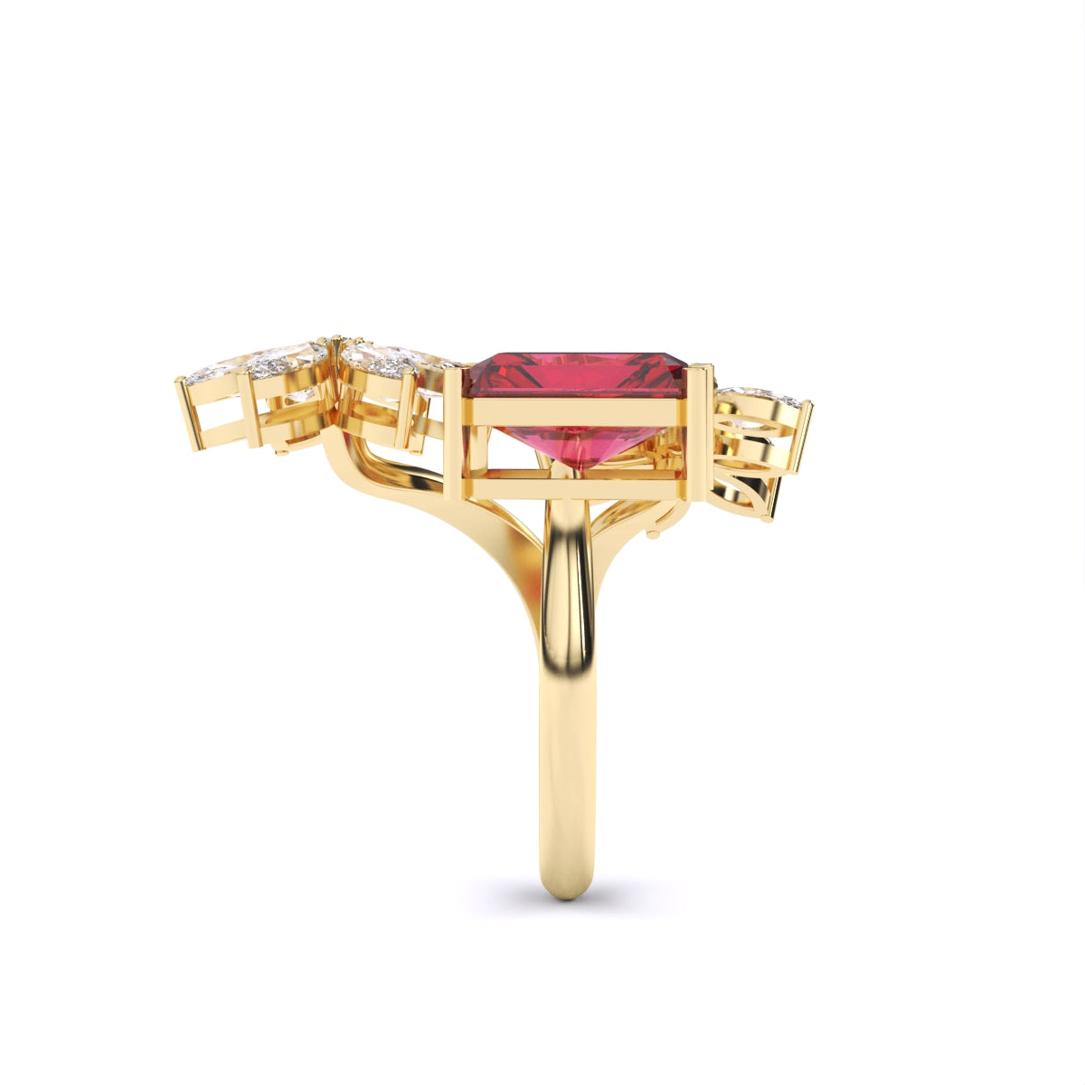 Ruby & Mixed Shape Diamonds Ring