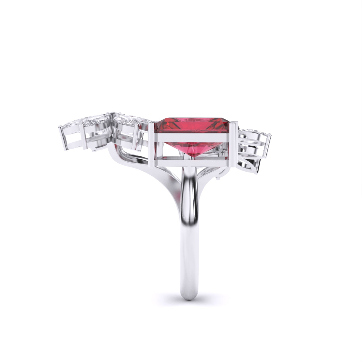 Ruby & Mixed Shape Diamonds Ring