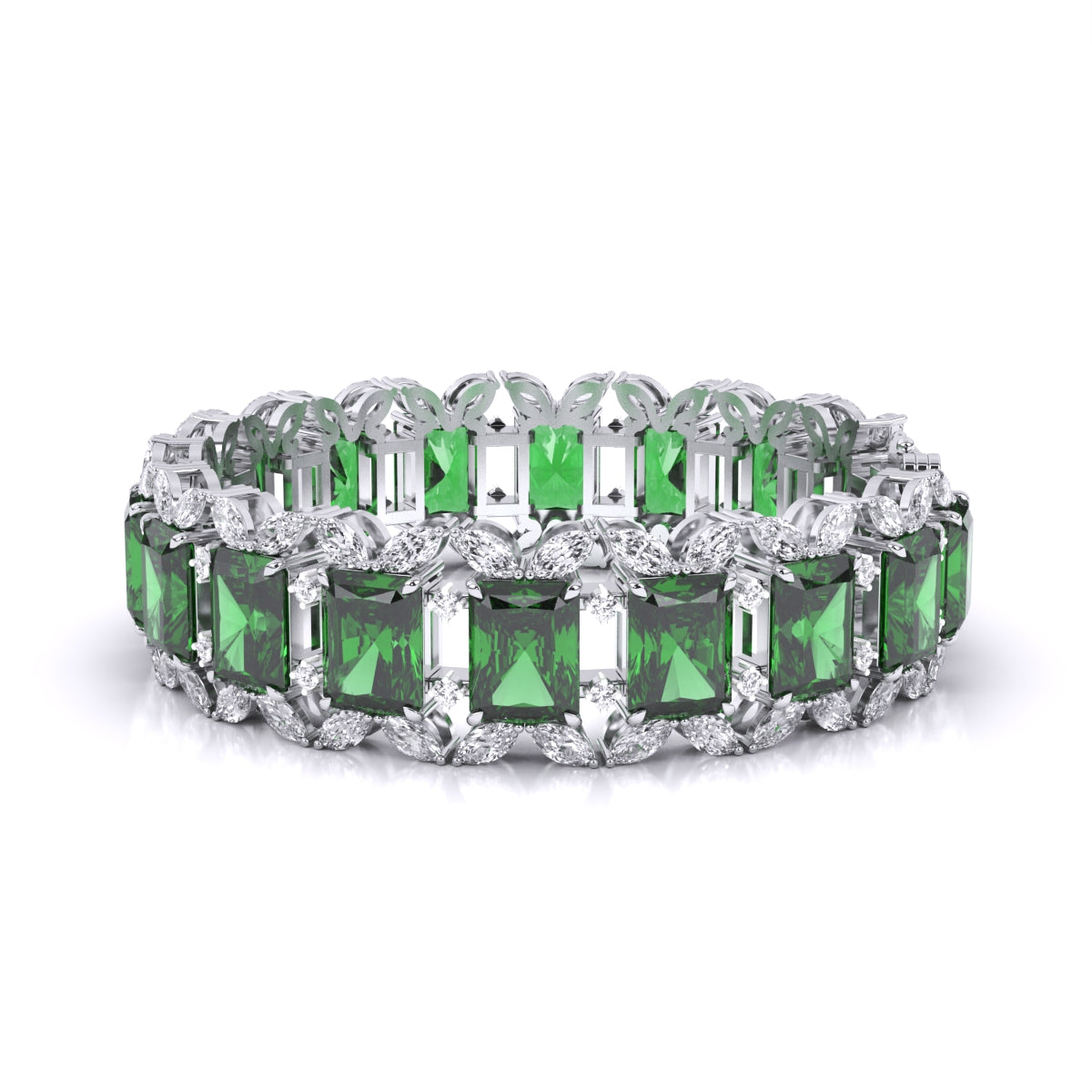 Radiant Cut Green EMERALD Fancy Bracelet