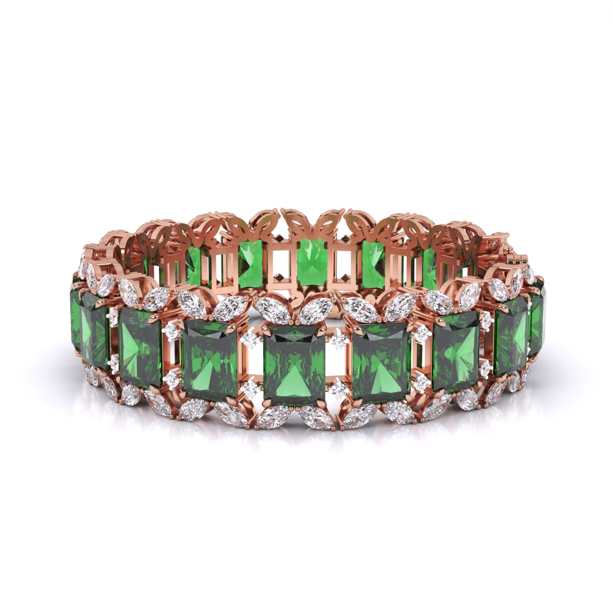 Radiant Cut Green EMERALD Fancy Bracelet