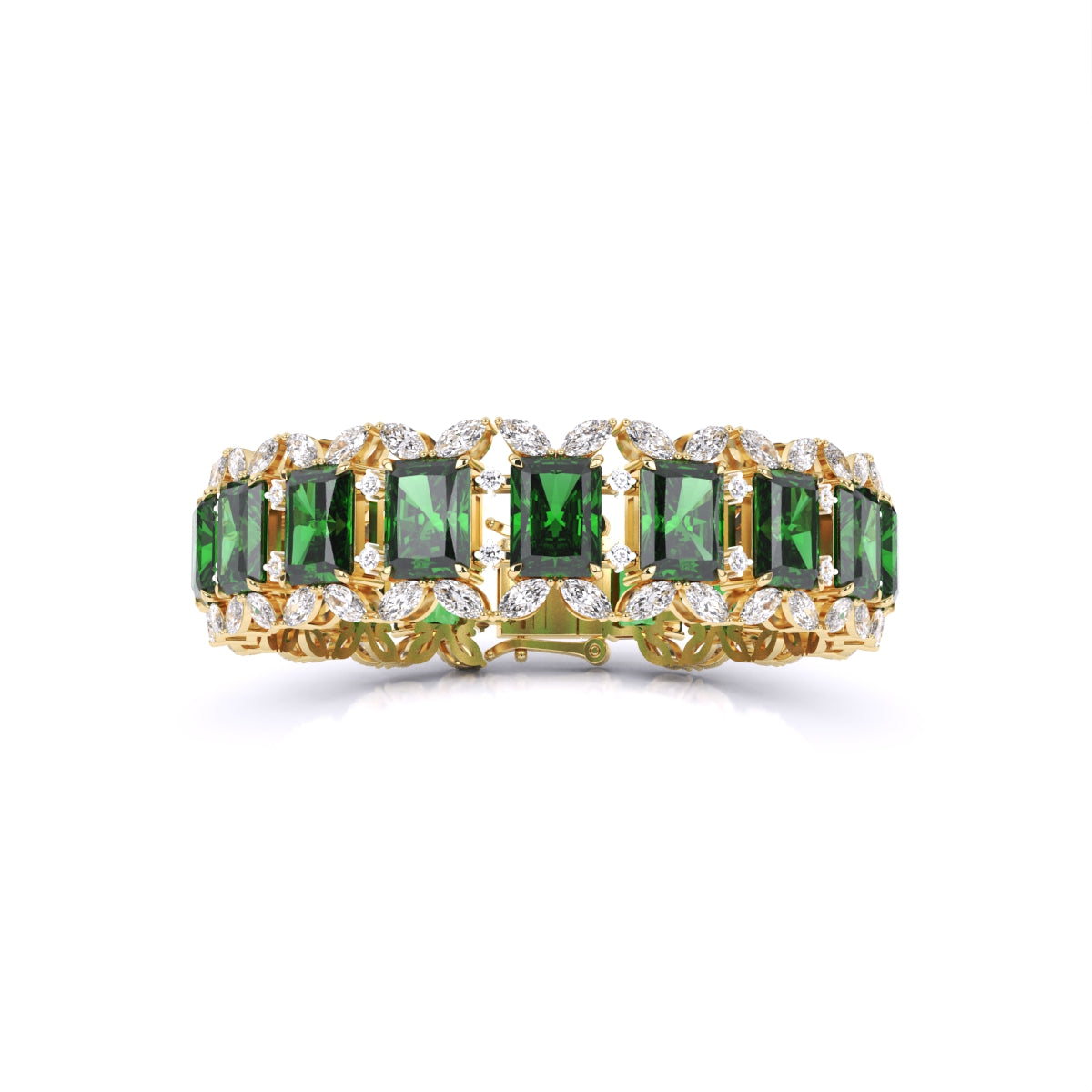 Radiant Cut Green EMERALD Fancy Bracelet