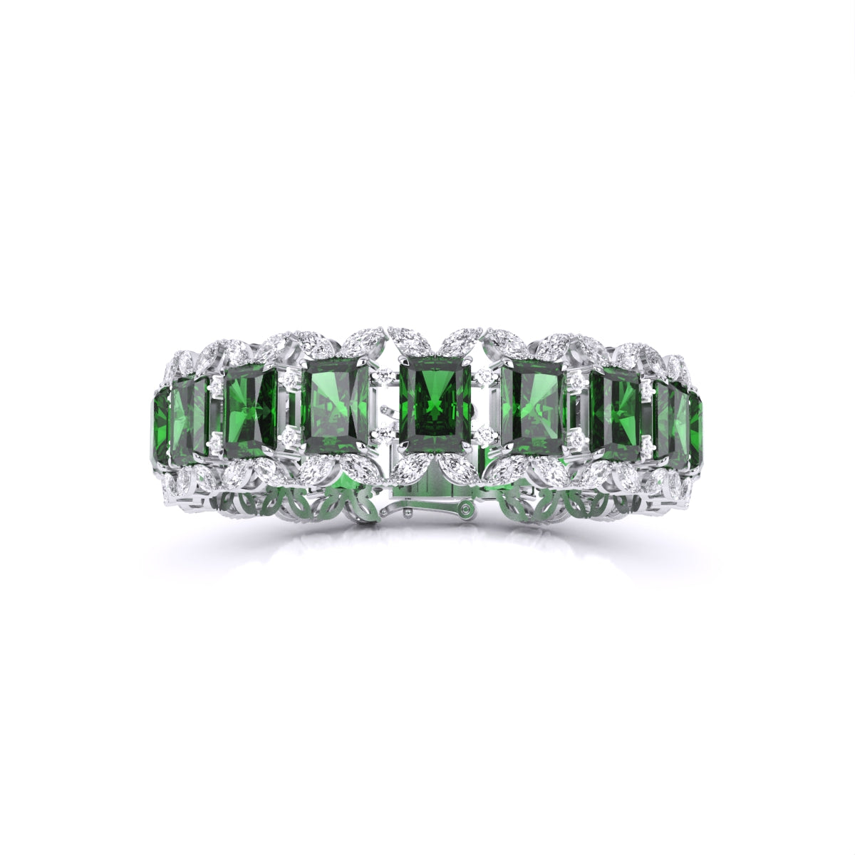 Radiant Cut Green EMERALD Fancy Bracelet