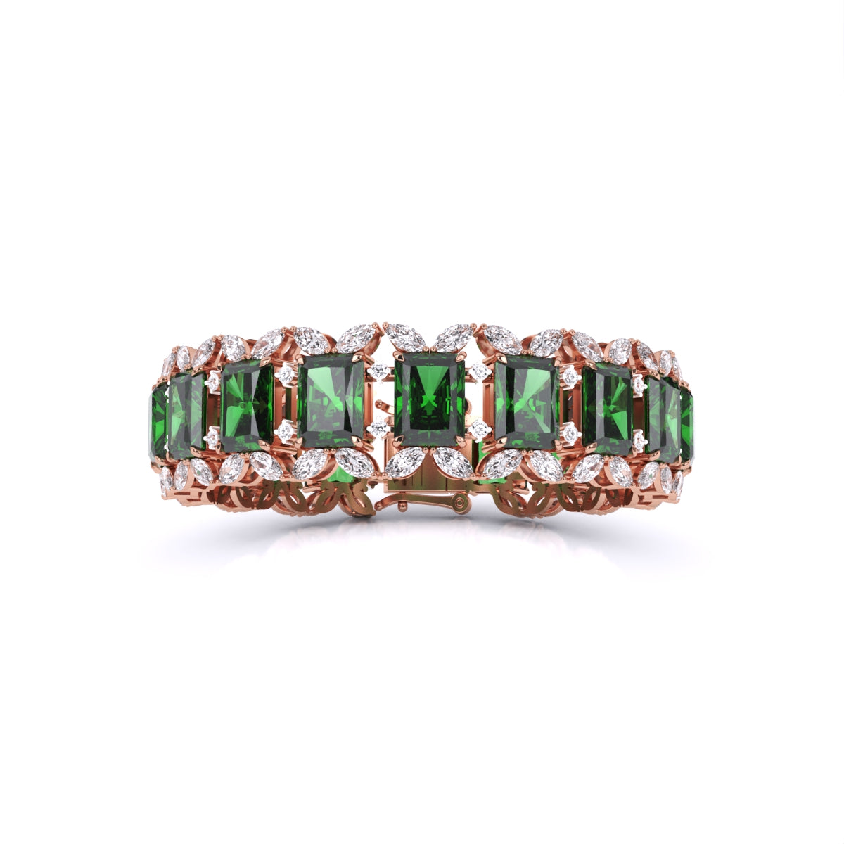 Radiant Cut Green EMERALD Fancy Bracelet