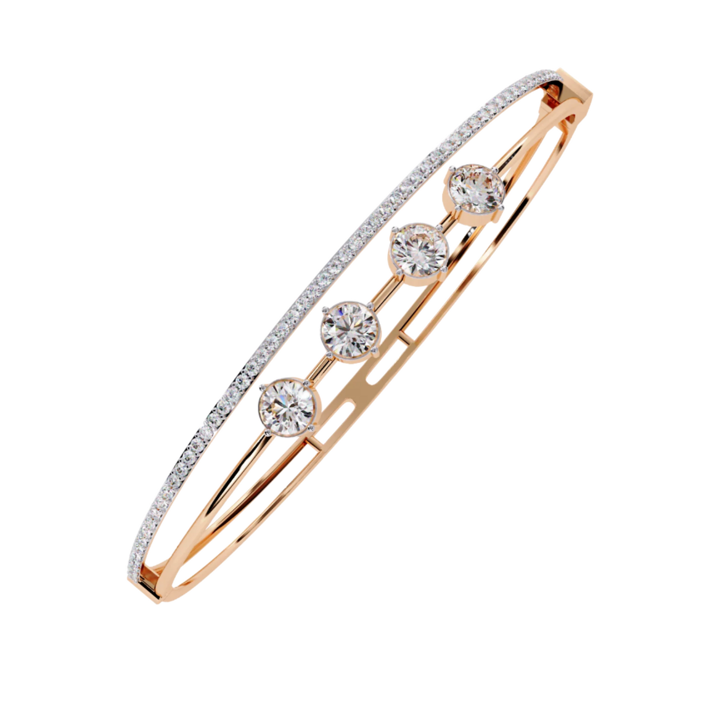 Diamond Bangle with Five Stone Design