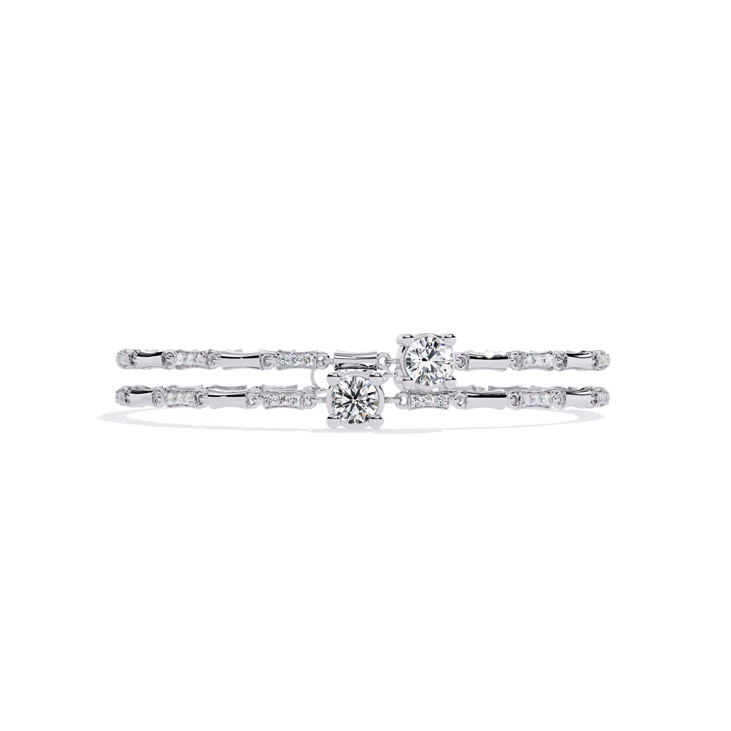 Double Row Diamond Bracelet with Chain Detail