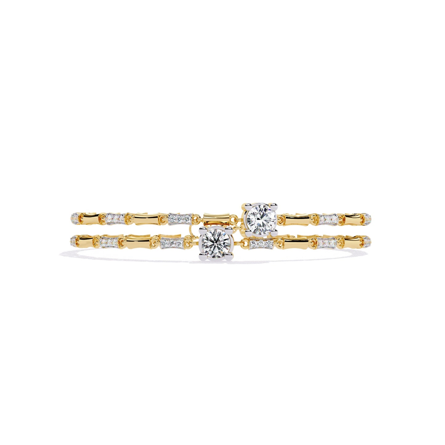 Double Row Diamond Bracelet with Chain Detail