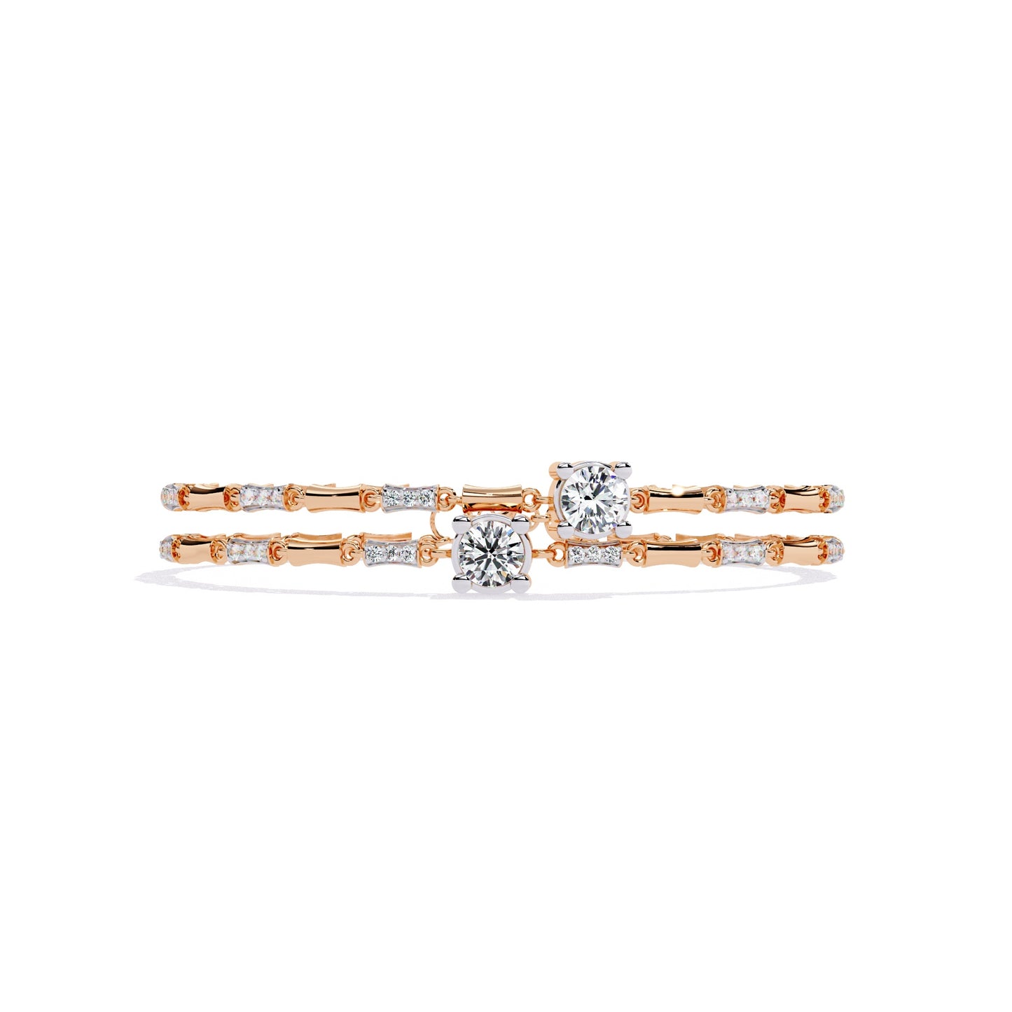 Double Row Diamond Bracelet with Chain Detail