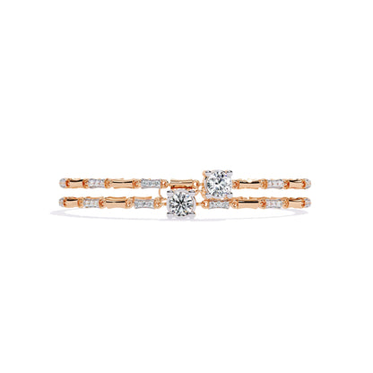 Double Row Diamond Bracelet with Chain Detail