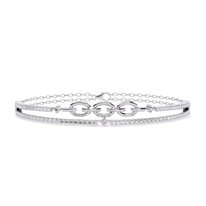 Double Row Diamond Bracelet with Chain Detail