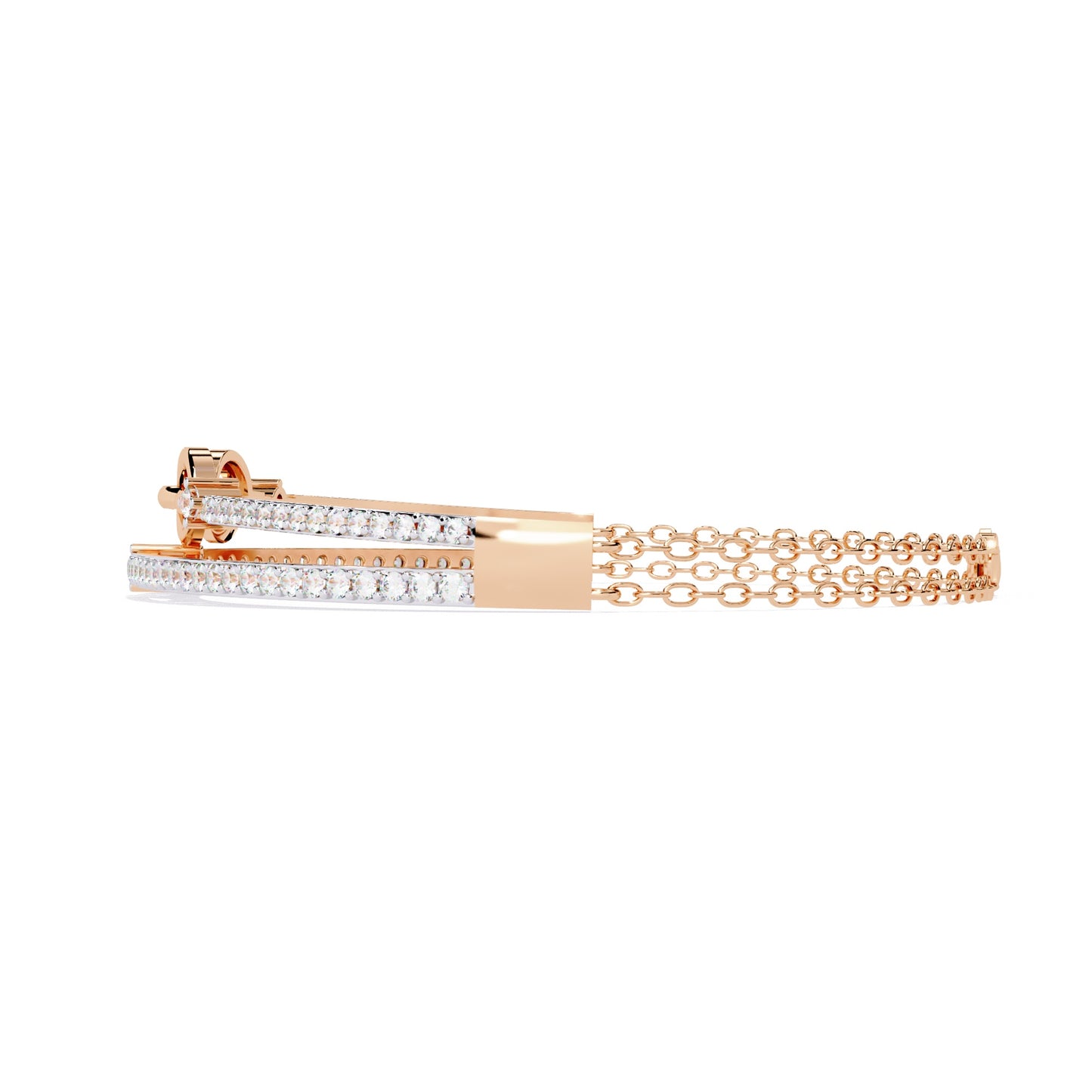 Double Row Diamond Bracelet with Chain Detail