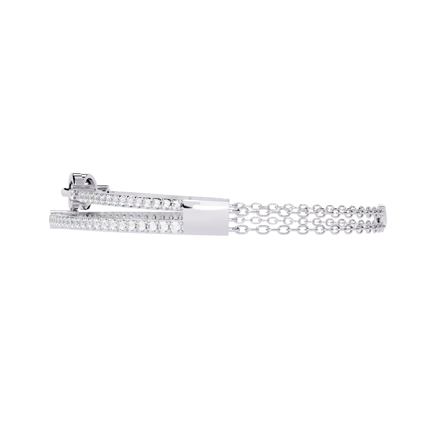 Double Row Diamond Bracelet with Chain Detail