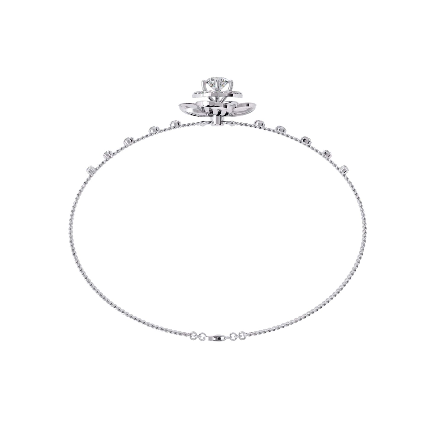 50 Pointers Round Solitaire Diamond Flower Style Bracelet