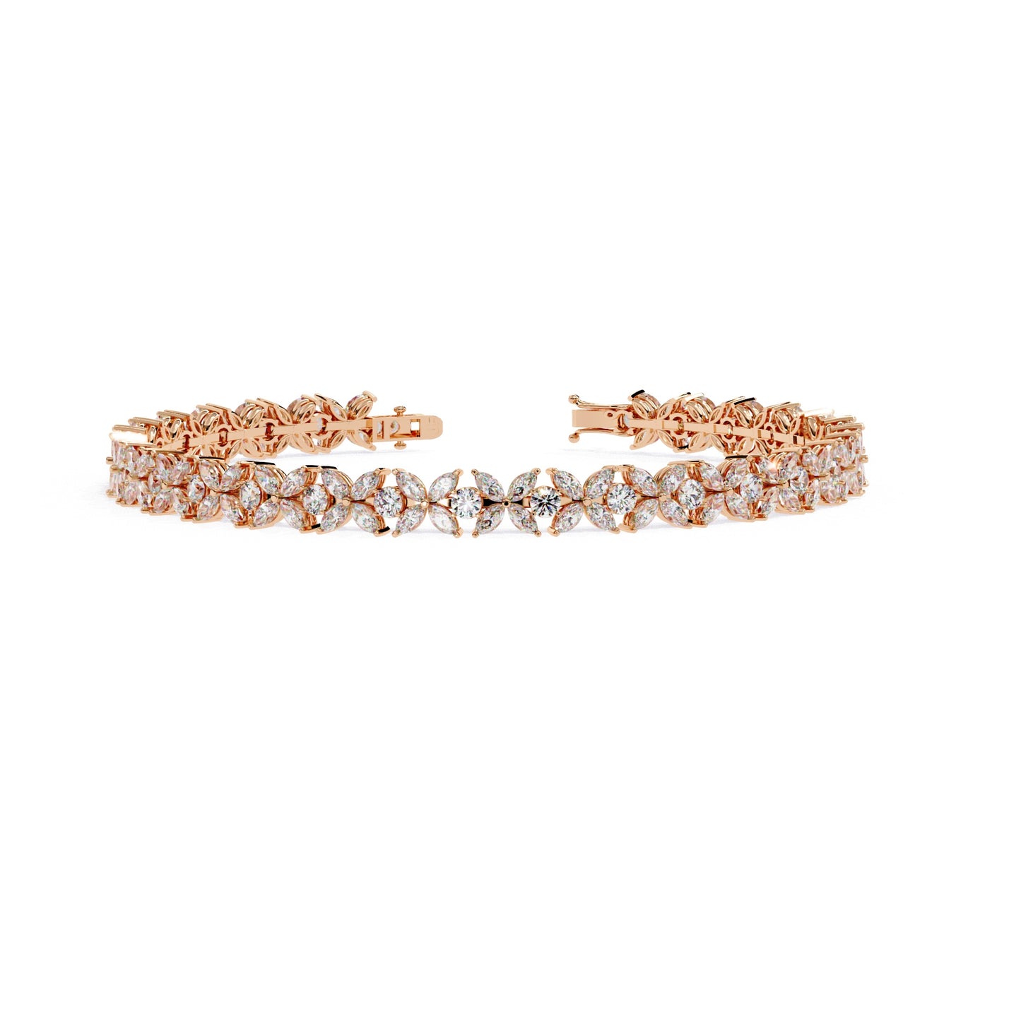 Delicate Floral Diamond Bracelet in Rose Gold