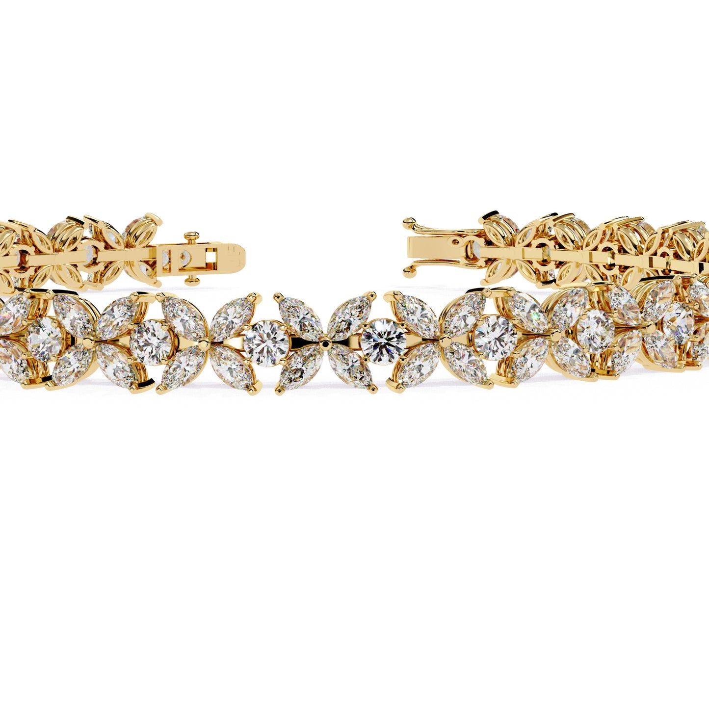 Delicate Floral Diamond Bracelet in Rose Gold