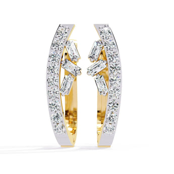 Buy Baguette and Round Diamond Stud Earring from Ivana Jewels Best lab grown diamond jewellery brand