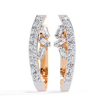 Buy Baguette and Round Diamond Stud Earring from Ivana Jewels Best lab grown diamond jewellery brand